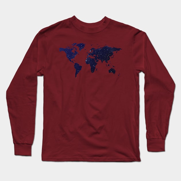 Space World Map Long Sleeve T-Shirt by Moses763